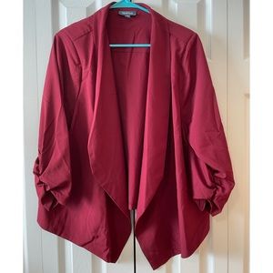 ModCloth 2X Burgundy Marketing Maven Draped Blazer